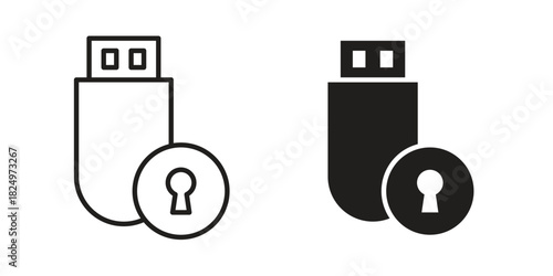 Pendrive security icons in simple black style symbol sign for apps and website