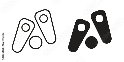 Pinball icons in simple black style symbol sign for apps and website