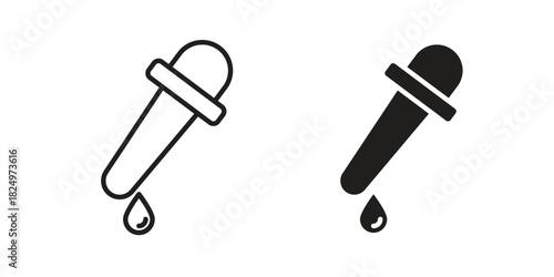 Pipette icons in simple black style symbol sign for apps and website