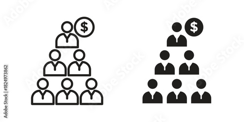 Ponzi scheme icons in simple black style symbol sign for apps and website