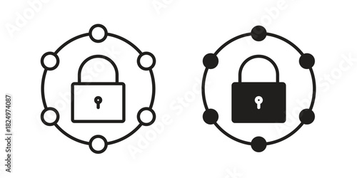 Private network icons in simple black style symbol sign for apps and website