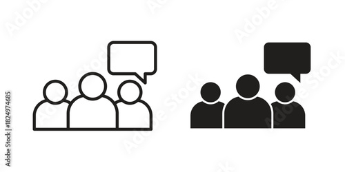 Public opinion icons in simple black style symbol sign for apps and website