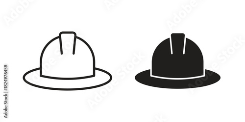 Safety helmet icons in simple black style symbol sign for apps and website