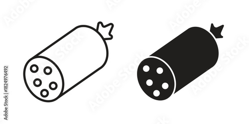 Salami icons in simple black style symbol sign for apps and website