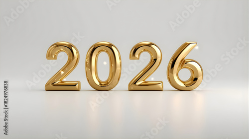 the number 2026 3d elements is shown in gold on a white background