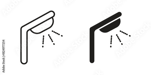 Shower Head icons in simple black style symbol sign for apps and website