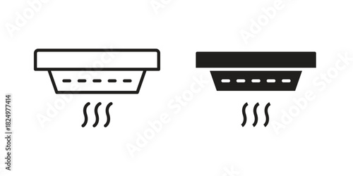 Smoke detector icons in simple black style symbol sign for apps and website