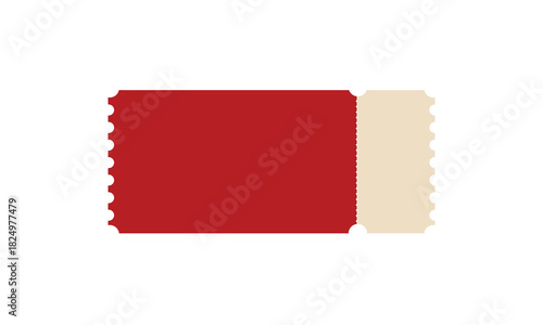 Blank Red VIP Cinema Ticket Template. Movie Entry Pass Vector Illustration