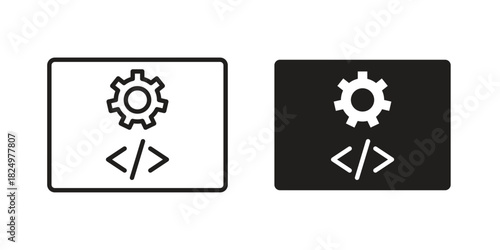 Software Engineering icons in simple black style symbol sign for apps and website