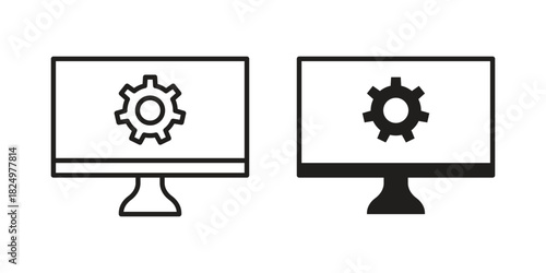 Software icons in simple black style symbol sign for apps and website