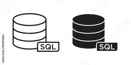 SQL icons in simple black style symbol sign for apps and website