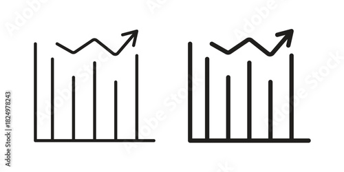 Stagflation icons in simple black style symbol sign for apps and website