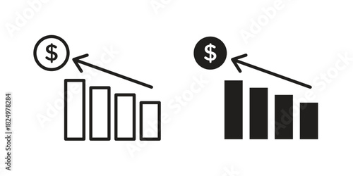 Stagflation icons in simple black style symbol sign for apps and website