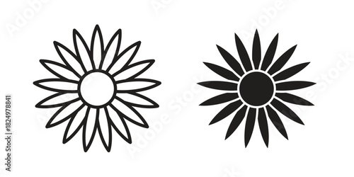 Sunflower icons in simple black style symbol sign for apps and website