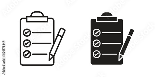 Survey icons in simple black style symbol sign for apps and website