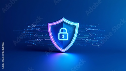 Free Download Digital Security Shield with Padlock Protecting Online Information and Data - GFXLoad