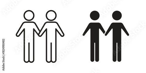 Twin icons in simple black style symbol sign for apps and website