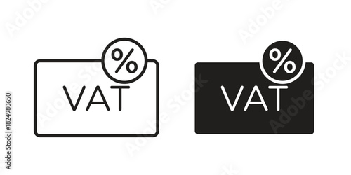 Value added tax VAT icons in simple black style symbol sign for apps and website