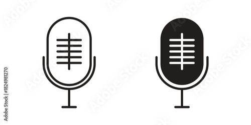 Voice recording icons in simple black style symbol sign for apps and website