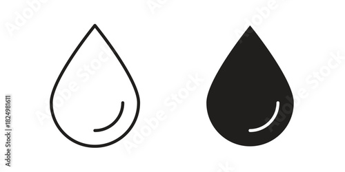 Water drop icons in simple black style symbol sign for apps and website