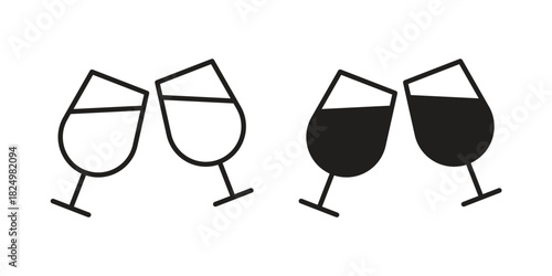 Wine toast icons in simple black style symbol sign for apps and website