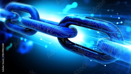 Wallpaper Mural Interconnected blue chain links digital security network internet technology concept Torontodigital.ca
