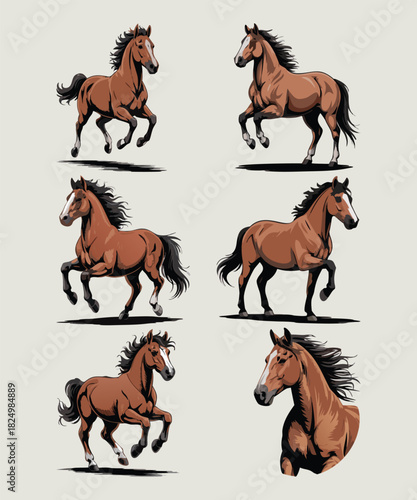 Dynamic Galloping Horse Vector Collection