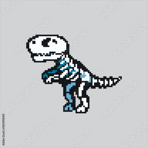 Pixel art illustration T Rex Skeleton. Pixelated Dinosaur Skeleton. T Rex Dinosaur Skeleton Icon pixelated for the pixel art game and icon for website and video game. old school retro
