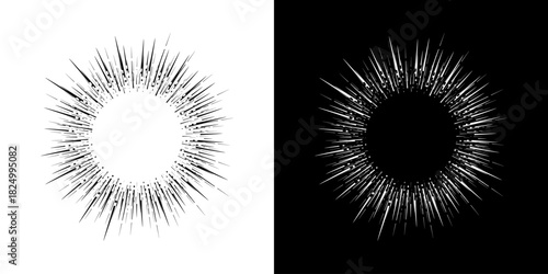 Dynamic abstract spiral sound wave rhythm lines. Circular spiral sound wave rhythm of lines. Circular futuristic abstract lines, black and white background.	