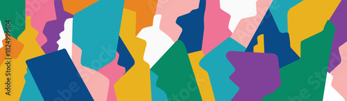  Group of people abstract multicolored silhouettes vector background