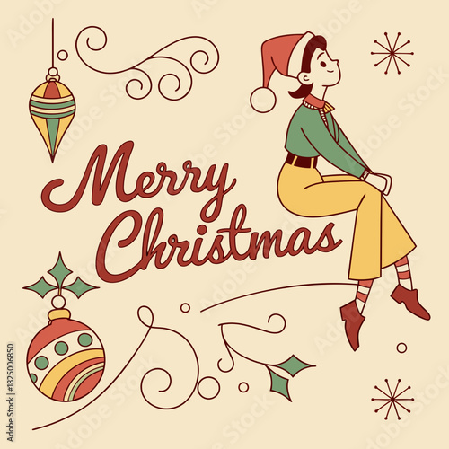 Merry Christmas text effects, Christmas retro style text effects