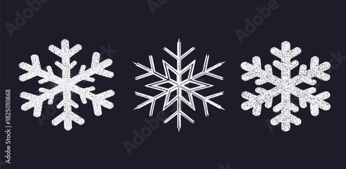 Elegant Winter Snowflakes Set of Three Isolated Snowflake Designs for Festive Use