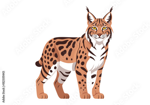 Stylized Illustration of a Lynx A Majestic Feline in Detailed, Cartoonish Style for Design