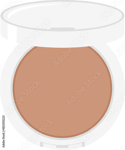 Open round white compact case with pressed face powder.