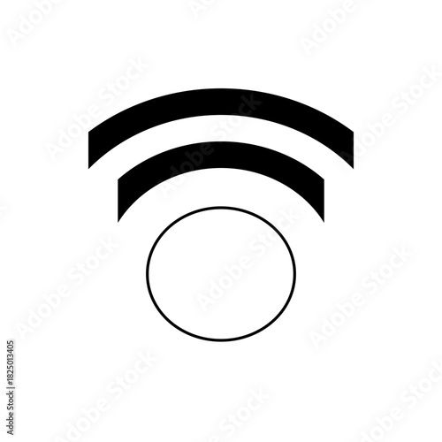 Illustration of two curved black lines above a white circle on a white background in a simple design style