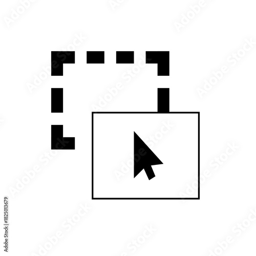 Cursor selecting a square with a dashed border indicating a selection area in a minimalist design icon set