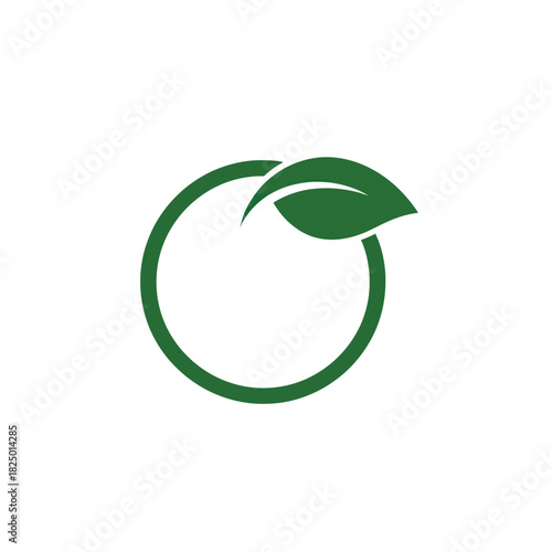 Green circle with a single leaf logo for ecology and nature.