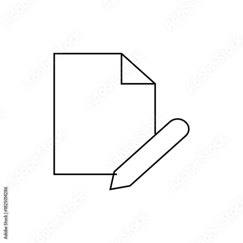Illustration of a document with a folded corner and a pencil positioned to the side on a white background