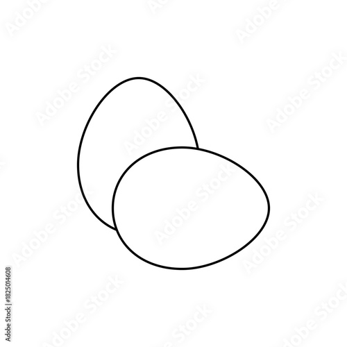 Illustration of two eggs overlapping each other with black outlines on a white background simple design