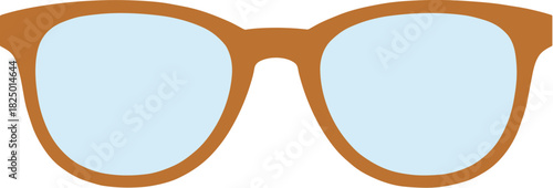 Stylish brown eyeglasses with light blue lenses isolated on a white background.