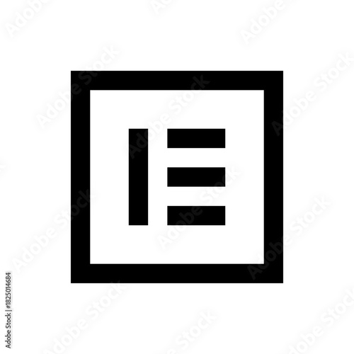 Black outlined square containing a vertical bar and three horizontal bars aligned to the right side exactly