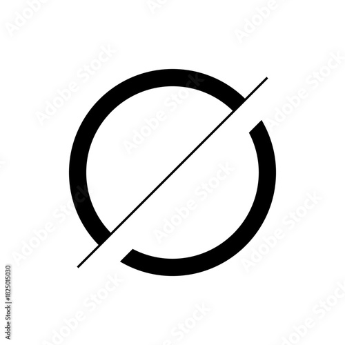 A simple black and white illustration of a circle with a line crossing through the center diagonally across it