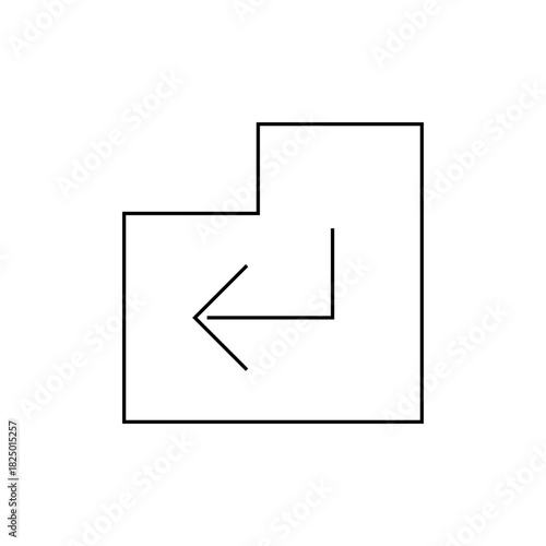 Illustration of an enter key symbol with an arrow pointing left inside a geometric shape outline design