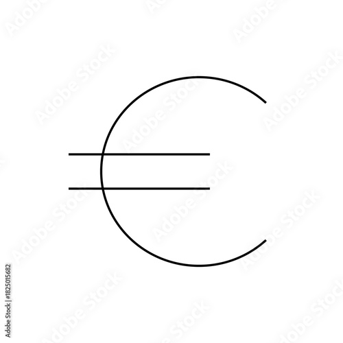 Illustration of a simple euro symbol with two horizontal lines and a curved c shape outline design