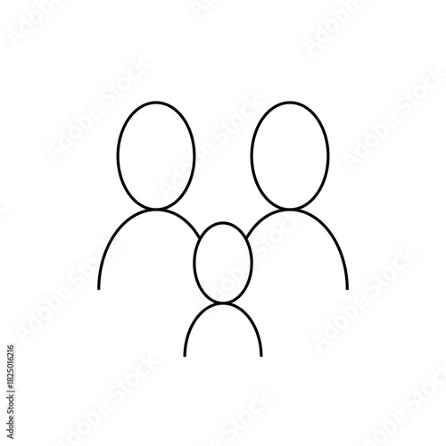 Illustration showing a family of three with simple line drawings of heads and shoulders outline