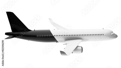 lack and white airplane/drone mockup. Black and white passenger jet. Twin-engine aircraft. Beautiful airplane mockup.