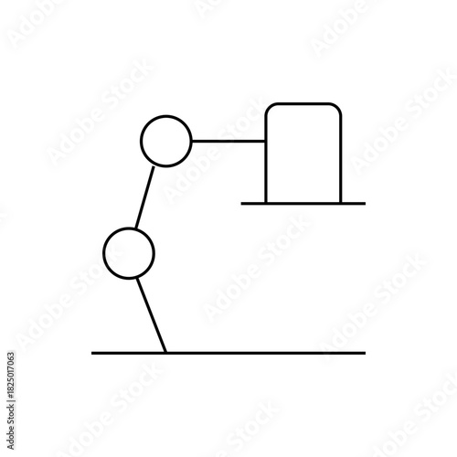 Illustration of a simple articulated lamp with two joints and a rectangular lampshade on a flat surface line