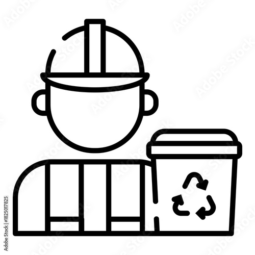 Waste collector black line icon