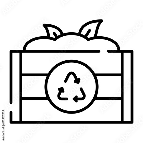 Compost bin black line icon