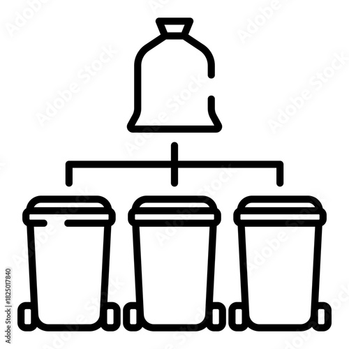 Waste sorting black line icon
